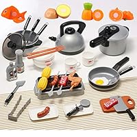 OMGOD 39 PCS Kids Kitchen Playsets Pretend Play Toys, Play House Toy Breakfast Stove Pots Utensils and Pans Food Pretend Cookware Cooking Play Kitchen Set for 3, 4, 5 Years Kids Girls Boys Toddlers