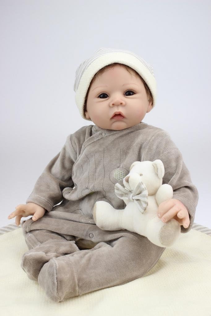 Prezzo Nicery Reborn Baby Morbido Silicone Reborn Bambola Reborn Bambino 22inch 55 Centimetri Bocca Magnetica Realistica Bello Sveglio Giocattolo Ragazzo Grigio Reborn Doll A3IT Offerte