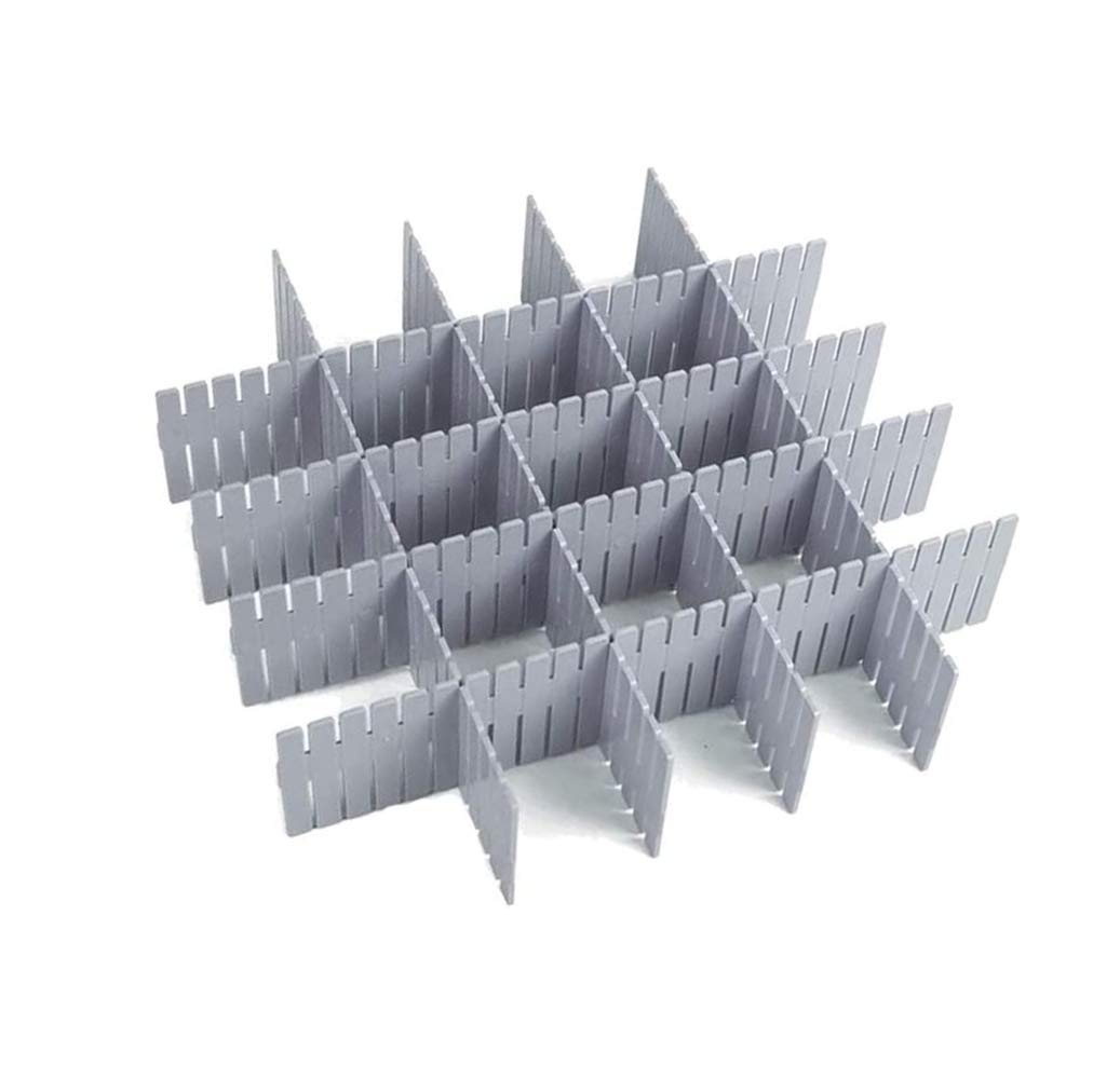 WeFoonLo 8pcs DIY Plastic Drawer Organizer Adjustable Drawer Dividers for Home Tidy Closet, Socks, Underwear, office school supplies, kitchen utensil tools (Grey)