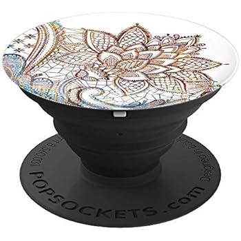 Cute Black Mandala Flower PopSockets Grip and Stand for Phones and Tablets