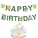15pcs Jungle Animals Leaves Happy Birthday Banner Decoration for Woodland Garland Forest Theme Birthday Festival Party