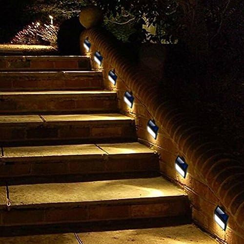 Solar Powered Wall Light 4 Pack Solar 6 LED Light Wall Mount Garden Path Lamp Step Lights Outdoor Patio Gutter Fence Lighting (4 Pack)