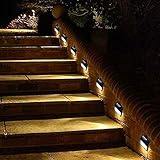 Solar Powered Wall Light ,6 Pack Solar 6 LED Light Wall Mount Garden Path Lamp Step Lights Outdoor Patio Gutter Fence Lighting (Warm Light)