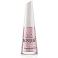 Nail Polish Risque Rose Glitter | Esmalte de Unhas | Fast Dry, Hypoallergenic, Long-Lasting, Extra Sparkle, Made in Brazil | Granulado Rose, 0.3 oz, 8ml