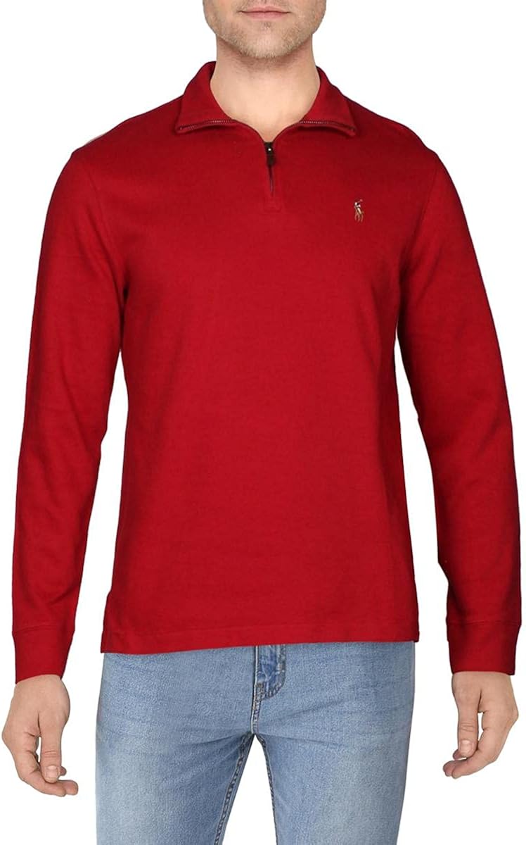 Download Polo Ralph Lauren Mens Estate Mock Neck Cotton Polo Shirt Red M at Amazon Men's Clothing store
