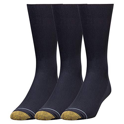 Gold Toe Men's Metropolitan Dress Socks, 3 Pairs, Navy, Shoe Size 612