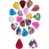 20 Pack Colorful Celluloid Guitar Picks Set, 4 Gauges 0.46mm 0.71mm 0.81mm 0.96mm Durable Guitar Plectrums, Ideal for Acoustic, Electric, Bass Guitars &amp; Ukuleles Beginner Players