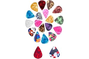 GENERIC 20 Pack Guitar Picks 4 Different Thickness Colorful Celluloid Guitar Picks Plectrums for Acoustic Guitar, Electric Guitar, Bass, Ukulele 0.46mm/0.71mm/0.81mm/0.96mm