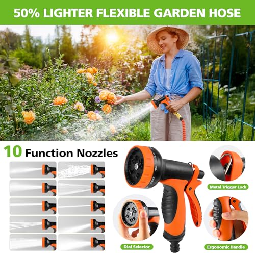 BoriYa Hose Pipe - Upgraded Expandable Garden Hoses 100ft 30m,Stretchy Hosepipe with Spray Gun,Expanding No-Kink Magic Hose with Metal Connectors,Flexible Water Hos for Garden,Pet & Car Cleaing