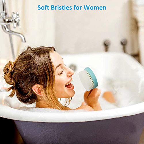 Bath Back Brush Soft Long Handle for Women, Back Shower Brush Scrubber Washer Bathing Scrubbing Exfoliating Body Brush Curved Handle Exfoliator for Dry Skin Cleaning Not Slip with Lanyard (Blue)
