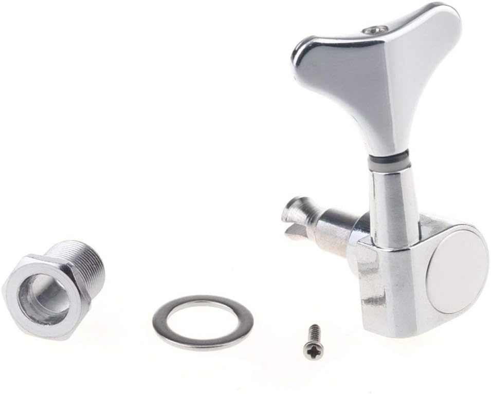Musiclily 4-in-line Sealed Bass Tuners Tuning Pegs Keys Machine Heads Set for 4 String Electric Bass, Chrome - Image 3