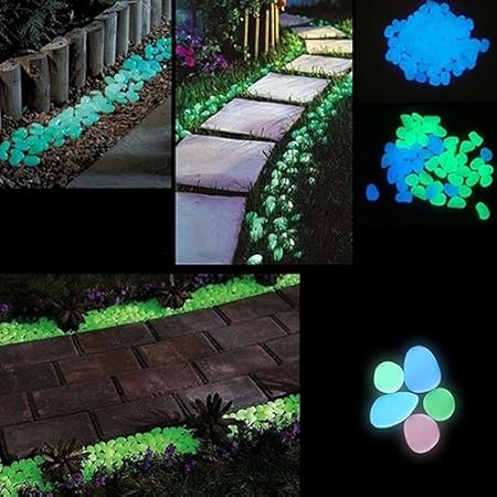 collectsound Leuchtsteine, leuchtet im Dunkeln, fluoreszierend, für Aquarien, Garten, Parterre, Dekoration, zufällige Farbe, 