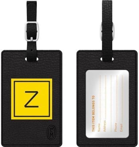 Centon TAGV1BLK-M06E-Z OTM MONOGRAM BLACK LEATHER BAG TAG, INVERSED, ELECTRIC - Z