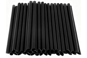 SHANSHANSHOP 100 PCS Boba Straws，Individually Wrapped Straws for Smoothie，straws disposable， Milkshake, Bubble Tea & Thick Drinks（Black）
