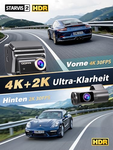 DDPAI Z90 Pro Dashcam 4K+2K, Dual STARVIS 2 (IMX678 & SC431AI), 64GB eMMC, Night + Anti-Flicker, 3K/60fps Highway, GPS/ADAS, 5G WLAN, 4G LTE, 24h Parking Guard, IPS 3 Inch