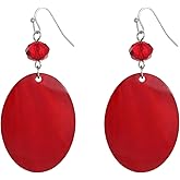 Aenu Geometric Dangle Earrings for women Oval Shape Shell Beads Drop Earrings