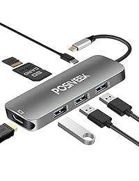 Posiveek   Adaptador USB C con puerto USB tipo C, puerto USB 3.0, puerto lector de tarjetas SD TF para Macbook2016 2017