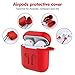AirPods Protective Case, 3 in 1 Silicone Headphones Accessories Cover Skin Dustproof for Apple Airpods Charging Case with Keychain and Sports/Anti-Lost Strap(Red)