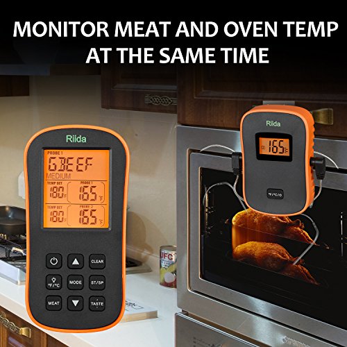 Riida TM08 Wireless Meat Thermometer, Remote Cooking Food Barbecue Digital Grill Thermometer