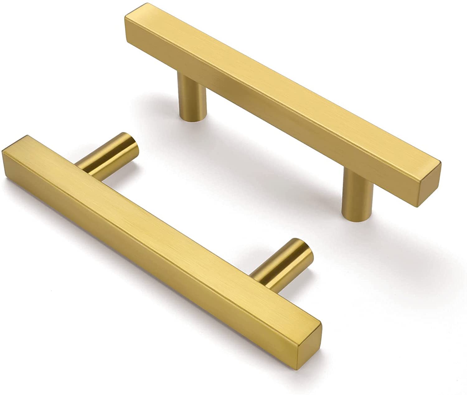 Goldenwarm 5Pack 64mm Drawer Pulls Gold Cabinet Pulls Kitchen Cabinet Hardware - LS1212GD64 Brushed Brass Drawer Handles Bar Stainless Steel Cabinet Pulls for Bathroom 2 1/2 Inch