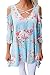 AlvaQ Women Sexy Crisscross V Neck Cold Shoulder Floral Top (S-XXL)
