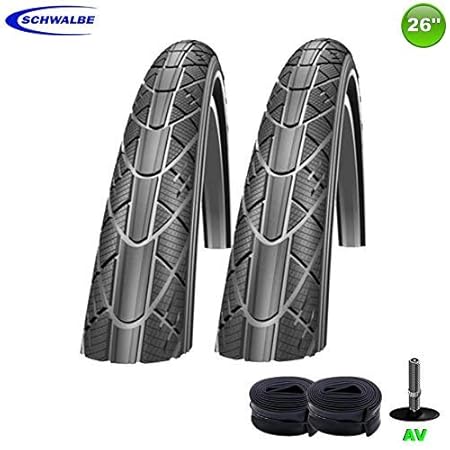 2 x Schwalbe City Plus Fahrradreifen Reflex 26 x 2,00-50-559 + 2 Schläuche AV13