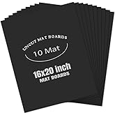 AUEAR, 10 Pack 16x20 Uncut Matte Boards Black Photo Mat Board Great for Picture Framing, Print, Artwork