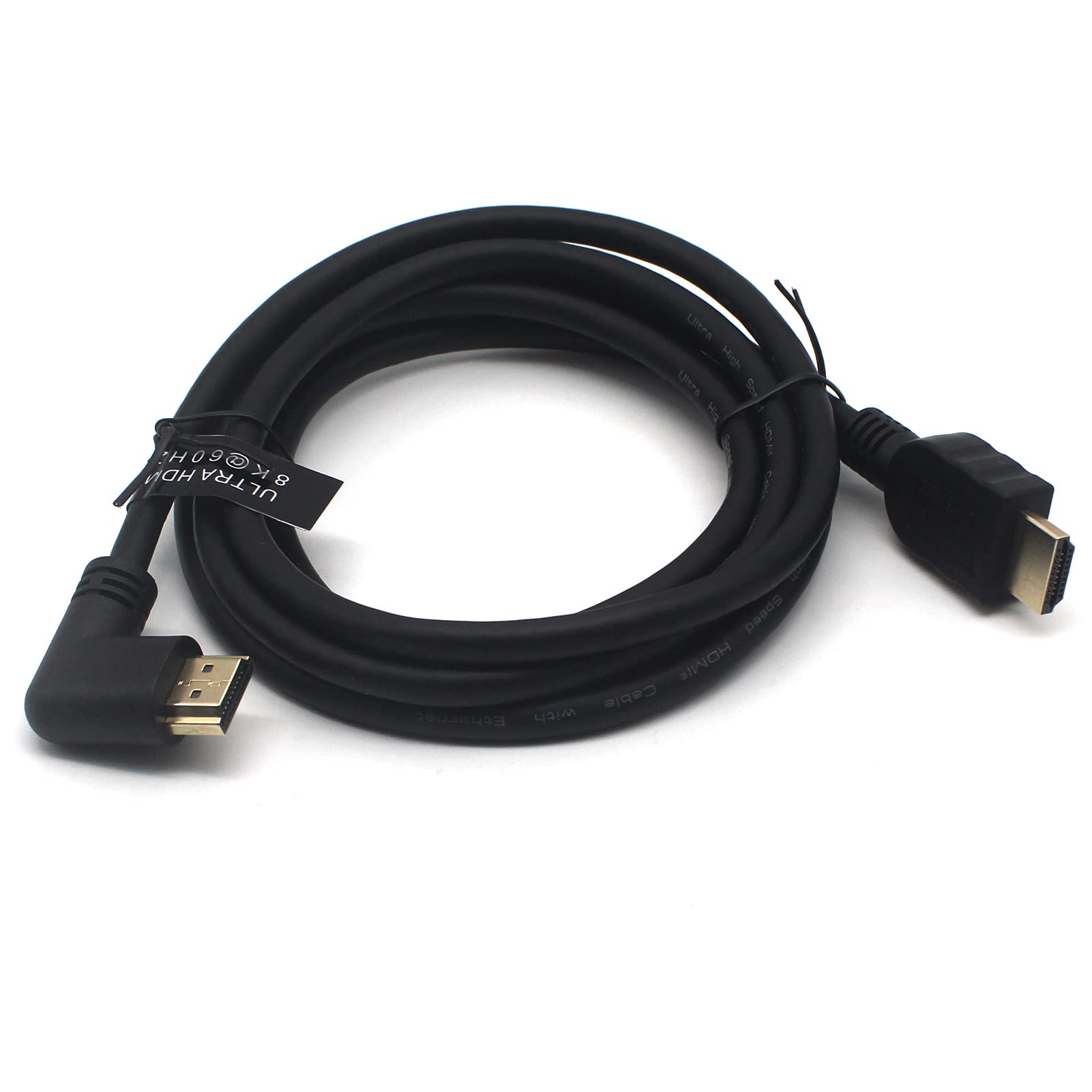AWADUO 8K HDMI 2.1 Cable Male to Male with 90 Degree Right Angle, Ultra Cord High Speed HDMI 8K@60Hz 4k@120Hz, HDMI 2.1 Cable Compatible with Monitor/Projector/HDTV(1.8M)