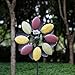 Solar Wind Spinner 7 Foot Tricolor Multi-Color LED Lighting by Solar Powered Glass Ball. Perfect Gardening Gift Amongst Wind Spinners and Windmills Yard Art with Kinetic Dual Direction Spinning