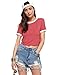 Women's Summer Casual Short Sleeves Crew Neck T Shirts Stripe Tees Crop Tops for Teen Girls