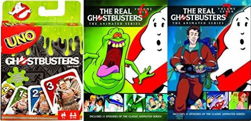 American Animated Classic: The Real Ghostbusters (the animated series) Vol 6/ Vol 7 & UNO Ghostbusters (2 Pack DVD & Card Game Bundle)