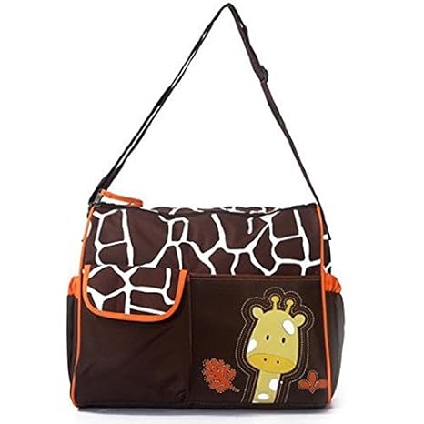 Baby Bucket Diaper Changing Bag - Orange Giraffe Pattern