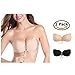 JCBABA Strapless Bras, 2 Pack Reusable Invisible Self Adhesive Backless Push Up Drawstring Bra For Women (B)