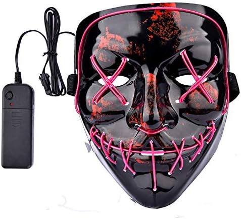 HyPee Halloween Mask LED Light up Purge Mask for Festival Cosplay Halloween Costume (Pink)