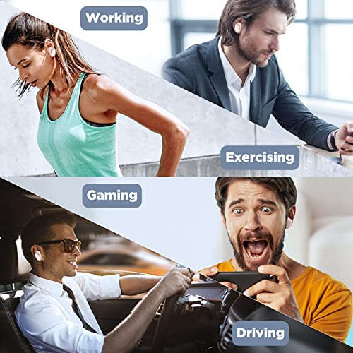 HTC 2023 New True Wireless Earbuds 7 Bluetooth 5.3, Stereo Earphones 10mm Driver with Deep Bass, 40ms Ultra Low Latency for Gaming, Running - 22H Playtime/Touch Control/Game Modes/Built-in Mic - Pink