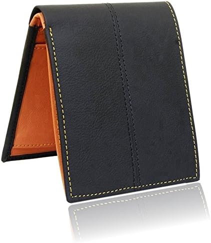 ACCEZORYBlack PU Leather Slim Bifold Zipper Wallet for Men