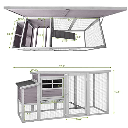 GUTINNEEN Chicken Coop Hen House with Nesting Box and Run, Large