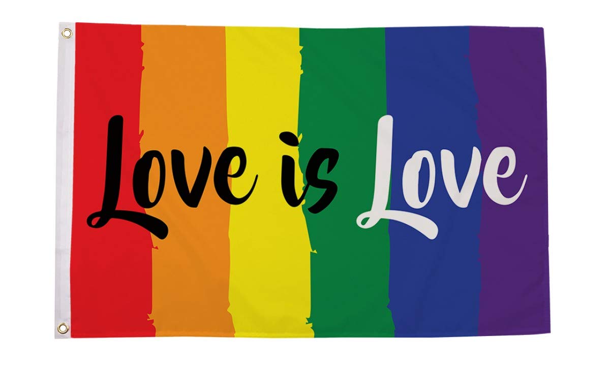 AZ FLAG - Rainbow Love Is Love Flag - 2x3 Ft - 100D Polyester Lgbt Pride Banner with Two Metal Grommets - Fade Resistant - Vivid Colors - 2' x 3' Feet - 90x60 Cm