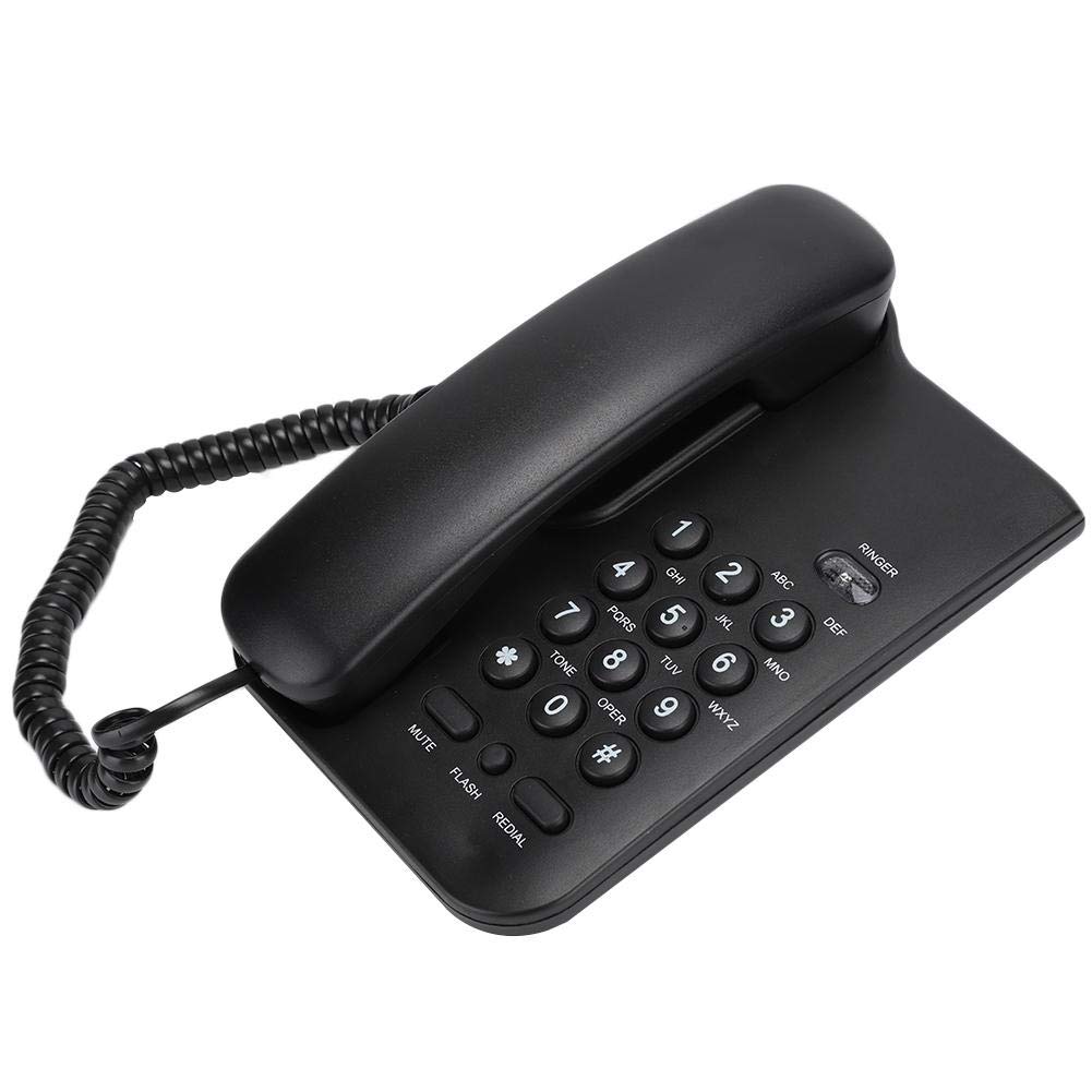 VBESTLIFE Landline Corded Telephone, KX-T3026CID Basic No AC Power Required Large Button Landline Phone Wired Telephone with Indicating Light Flash, for Hotel Home Office School(Black)