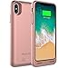 Alpatronix iPhone Xs/X Battery Case, BXXs Slim Portable Protective Extended Charger Cover with Wireless Charging Compatible with iPhone X & iPhone Xs (5.8 inch) -(Rose Gold)