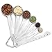 Measuring Spoons, Wuudi 304 Stainless Steel Measuring Spoons with Egg Whisk and Measuring Ruler (as gift) for Measuring Liquid and Dry Ingredients (6 Pack)