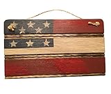 Americana American Flag Wooden Wall Decor. Perfect for any Nostalgic Americana Collection and Rustic Decor. Hand Made in the Heart of America. Made in USA (Small, No Quote)