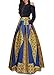 VLUNT Women's African Floral Print A Line Long Skirt Pockets Two Pieces Maxi Dress Yellow