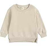 RUKOSU Toddler Baby Boy Girl Fleece Pullover Sweatshirt Solid Color Crewneck Blouse Shirt Tops Warm Fall Winter Clothes