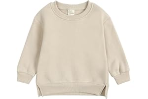 RUKOSU Toddler Baby Boy Girl Fleece Pullover Sweatshirt Solid Color Crewneck Blouse Shirt Tops Warm Fall Winter Clothes