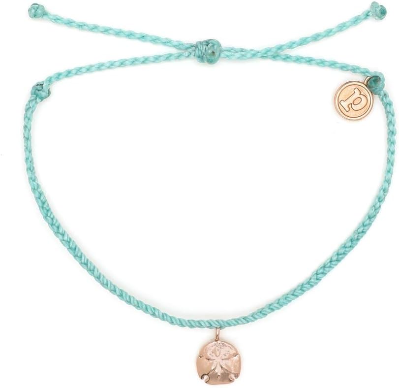 Pura VidaRose Gold Sand Dollar Bracelet - Waterproof, Artisan Handmade, Adjustable, Threaded, Fashion Jewelry for Girls/Women