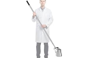 Maxdot 1 Pcs 3.6ft- 9.8 ft Telescopic Water Sampler Dipper, Pendulum Beaker Sample Ladle with Water Sampling, Pole Sampler Rod(550 ml, Stainless Steel)