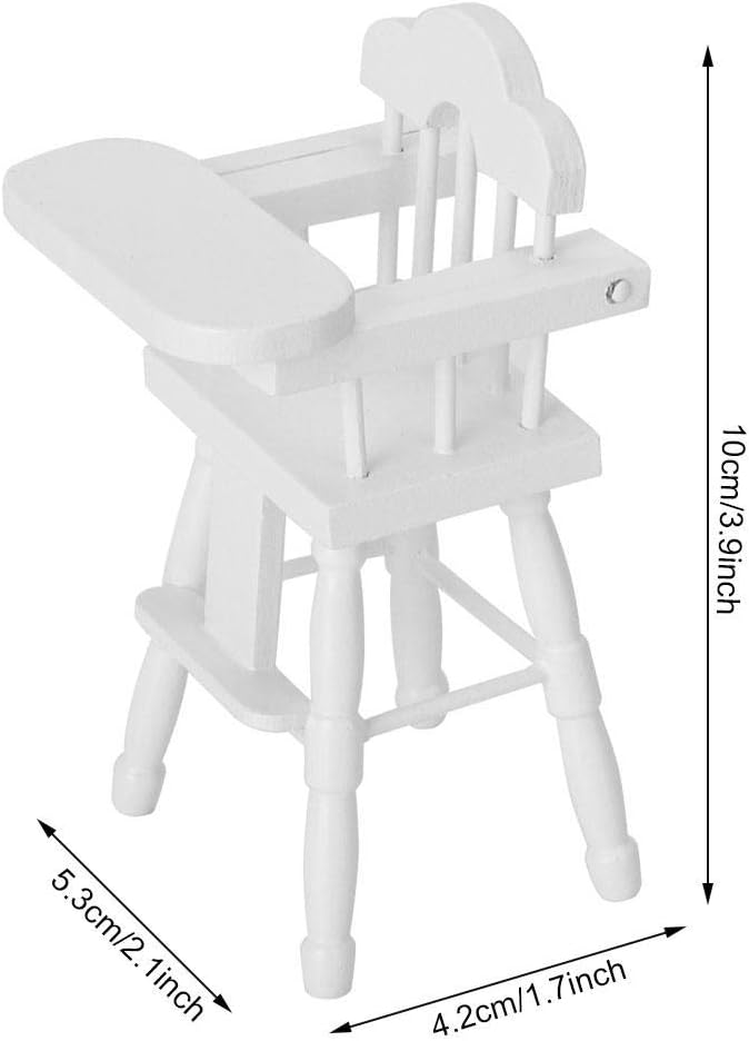 1:12 Doll House Decoration Infant Dining Chair, White Modern Cute Dollhouse Furniture Miniature Wooden Chair Model for Infant Babies - Image 3