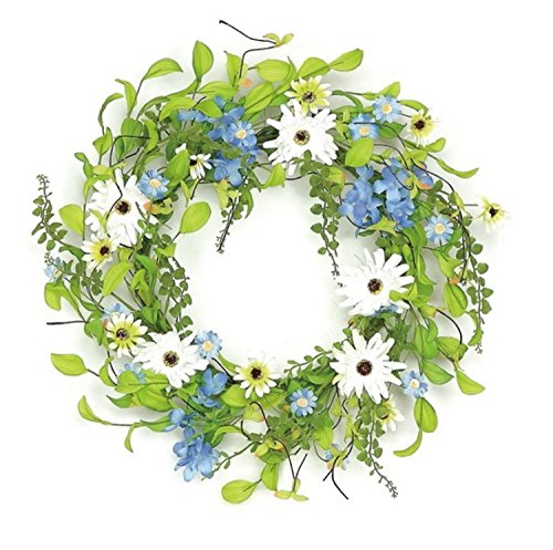 Select Artificials Decorative Hydrangea and Wild Daisy Artificial Floral Wreath Unlit, 22