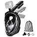 Jasonwell Snorkel Mask Full Face 180°Panoramic View Foldable Full Face Snorkeling Mask with Camera Mount Breathe Easy Snorkel Gear Set Anti-Fog Anti-Leak for Adults & Kids (Black L/XL)